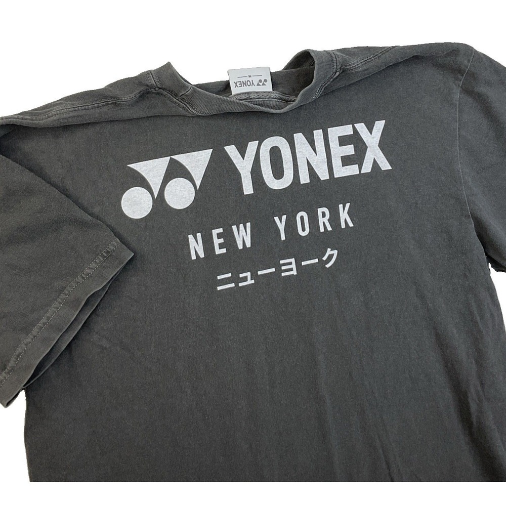 Yonex T-Shirt Graphic Tee Sz M Distressed Gray Short Sleeve Crewneck Cotton Tee